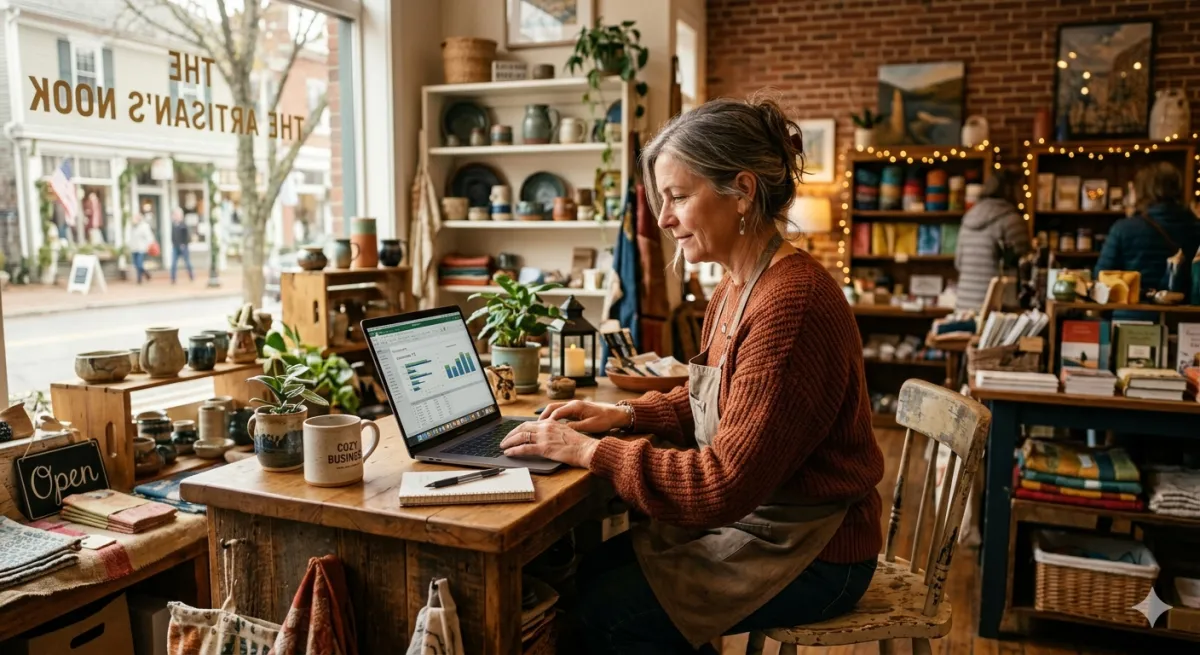Small business owner using AI tools